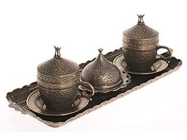 LaModaHome Tulip Copper Espresso Coffee Cup with Saucer Holder Lid Tray and Deli - £44.22 GBP