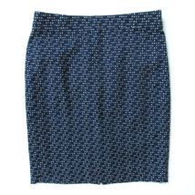 NWT J.Crew Factory The Pencil in Navy Blue Jacquard Cotton Blend Skirt 2 - £19.18 GBP