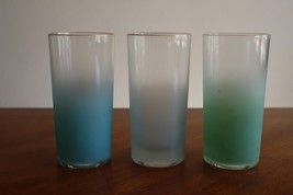 Lot 3x 70’s Vintage Blendo Multicolor Frosted Gold Rim Glass Barware 5.6... - $303.15 MXN