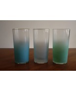 Lot 3x 70’s Vintage Blendo Multicolor Frosted Gold Rim Glass Barware 5.6... - $17.00
