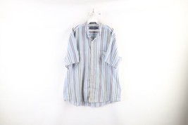 Vintage 90s Streetwear Mens Large Rainbow Striped Short Sleeve Button Shirt - £31.61 GBP