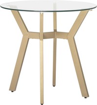 Studio Designs Home Archtech Modern 24&quot; Round End/Side Table In Gold/Clear Glass - £100.64 GBP