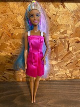 Aa Barbie Fantasy Hair Doll 2019 GHN05 Rainbow Glitter Hair Earrings Dress 11.5&quot; - £6.55 GBP