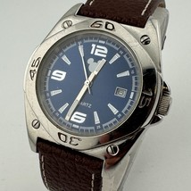 Disney Time Works Quartz Watch Men Silver Blue Date Leather Analog New B... - $443.50 MXN