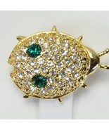 Rhinestone Lady Bug Pin Brooch Two Green Stones and Crystals 1&quot; x 3/4&quot; - $161.80 MXN