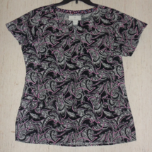 NEW Vera Bradley BLACK / PRETTY PRINT SCRUBS TOP  SIZE M - £20.14 GBP