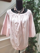 Free Assembly Women Pink Cotton Round Neck Pullover Casual Top Blouse Size  L - £19.65 GBP
