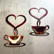 Steamed with Love Pair Coffee Cups Copper and Bronzed Red 9 3/4&quot; x 6 1/2&quot; - $748.58 MXN