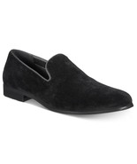 INC International Concepts Men Slip On Plain Toe Loafers Trace Black Velvet - £12.97 GBP