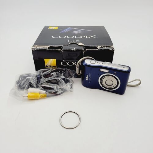 Primary image for Nikon Coolpix L18 Blue 8 MP Digital Camera W/ Box & Cable PARTS ONLY
