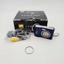 Nikon Coolpix L18 Blue 8 MP Digital Camera W/ Box & Cable PARTS ONLY - $14.01