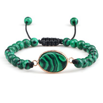 Handmade Natural Green Malachite Stone Lava Bracelet Adjustable Strand Buddha Br - £10.56 GBP