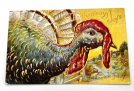 Thanksgiving Joys An American Beauty Turkey  Colorful Postcard Embossed Mailed - £14.47 GBP