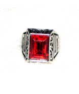 Men&#39;s Large Natural Orange Citrine Gemstone on Non-Tarnish Silver Ring, ... - $29.69