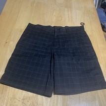 Champion Mens Duo Dry Flat Front Golf Shorts Black Windowpane Plaid Size... - $14.02