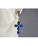 Womens Sterling Silver Blue Opal Cross Earrings 5.6g E3161 - $1,002.72 MXN