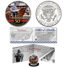 SECRETARIAT Triple Crown 50th Anniversary JFK Half Dollar Coin &amp; Panoramic Cert - £8.24 GBP