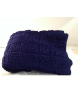 Handmade Navy Blue Aphgan Blanket knit crocheted Lovely 100&quot; x 74 Bedspread - £69.28 GBP
