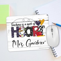 Teaching Is A Work Of Heart, Preschool Teacher Gift, Personalized Teacher Mouse  - £10.95 GBP