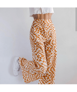 Free People Menorca Mustard Psychedelic Check Wide-Leg Cropped Pants 0 - €46,34 EUR