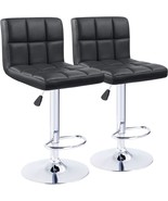Pu Leather Swivel Adjustable Stool With Back Set Of 2 For Kitchen Dining By - $2,020.45 MXN