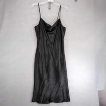 Vtg Y2K Bebe Black Satin Slip Maxi Dress Sz L Spaghetti Straps Babydoll ... - $42.00