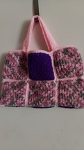 Purple Pink Hand Tote, 19 inches wide, 13 inches deep, unlined - $15.00