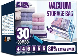 HIBAG Vacuum Storage Bags, 30-Pack Space Saver Vacuum Bags, - £38.60 GBP