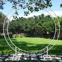 8.2FT Super Stable L Metal Backdrop Stand Wedding Archway Round Flower F... - $138.99