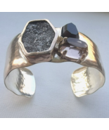 SILPADA 925 STERLING SILVER CRYSTAL CAVE DRUZY ONYX  SMOKY TOPAZ CUFF BR... - €135,21 EUR