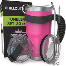 Stainless Steel Tumbler with Handle - Hot Pink by Chillout Life for Unis... - $25.07