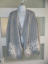 Blush &amp; Bloom Gray Snowflake Draped Cardigan Sweater Size L Girl&#39;s NEW - $25.55