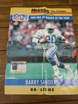 NFL Pro Set 1988 Barry Sanders Trading Card Poster 17&quot; X 22&quot; - £32.04 GBP