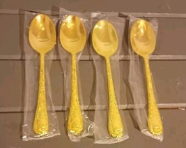 SET 4 SOUP PLACE SPOONS Vintage INT&#39;L Wm ROGERS and Sons GOLDEN ENCHANTE... - $35.00