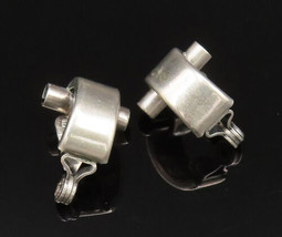 MONET 925 Silver - Vintage Modernist Non Pierced Huggie Earrings - EG12131 - $58.00