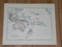 1906 Antique Map Of Oc EAN Ia Australia New Zealand Guam Mauritius Canary Islands - $25.43