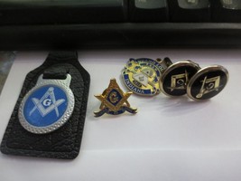 5 vintage Masonic Freemason collection Swank Cuff Links Pin Lincoln Penny - $18.51