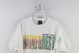 Vintage 90s Streetwear Mens XL Earth Day Save The Rainforest T-Shirt White USA - £55.18 GBP