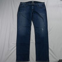 HUDSON 40 x 36 Blake Slim Straight Dark Flex Distressed Denim Jeans - $34.29