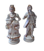 Vintage Figurines Antique Victorian Couple Occupied Japan Porcelain Gold Accents - £14.41 GBP