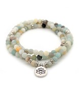 AMAZONITE PRAYER BEADS 108 6mm Stretch Wrap Bracelet Necklace Aqua Lotus... - €13,07 EUR