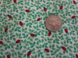 3495. Fabric Traditions Ladybugs &amp; Leaves Cotton Fabric - 44&quot; X 3 Yds - £11.99 GBP