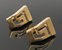 East Europe 14K Gold - Vintage Meander Cut Out Drop Earrings - GE158 - £224.92 GBP
