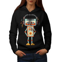 Wellcoda Cute Robot Womens Hoodie, Music Casual Hooded Sweatshirt - £29.58 GBP