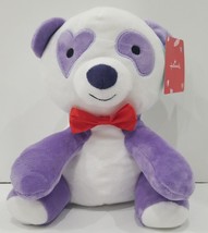 Hallmark Panda Plush Stuffed Animal Red Bow Bear Purple and White 9 in - £14.23 GBP