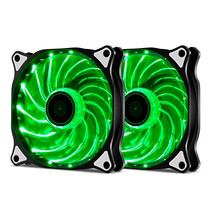 2 Pack 120mm GREEN LED Computer PC Case Cooling Fan Quiet Sleeve Bearing Vetroo - £17.93 GBP