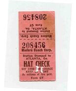 Modern Trailways Hat Check Albany Georgia to Atlanta Georgia 1953 - $27.72