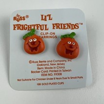 Vintage Russ Li'l Frightful Friends Clip On Pumpkin Jack O Lantern Earrings - $12.86