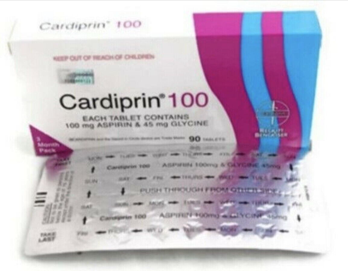 CARDIPRIN 100 (aspirin 100mg) Reduces Heart Attack & Stroke 90 Tablets ...
