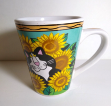 Catzilla Candace Reiter Designs Sunflower Cat Coffee Tea Mug Vintage 200... - £65.96 GBP